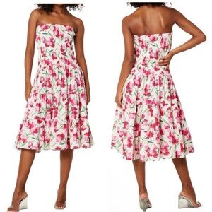 Misa Los Angeles Pink Floral Strapless Dress